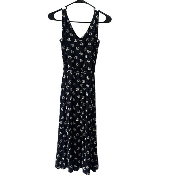 C &‎ C California Women's Size XS Black Floral Belted Soft Knee Length Dress - Picture 1 of 11